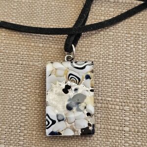 Murano Glass Signed Pendant on Suede Cord